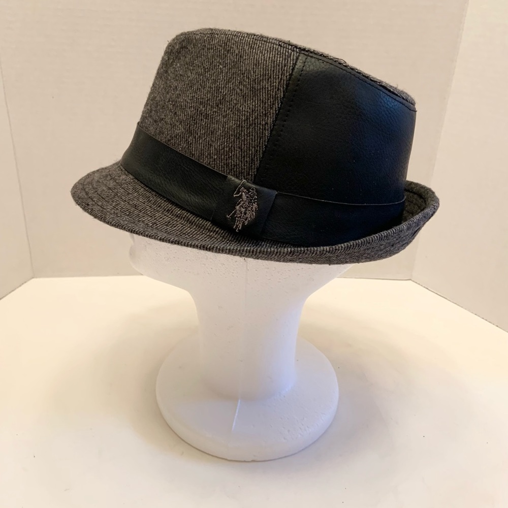 U.S. Polo Assn Men Gray Black Tweed Fedora Hat
